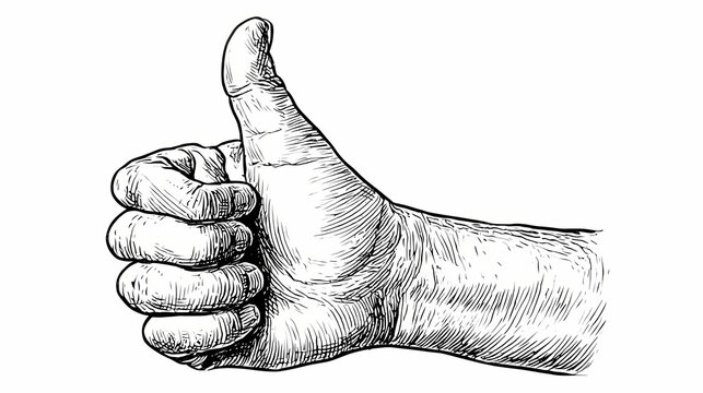 Hand Drawn Thumbs Up Illustration Positive Gesture Line Art Approval Sign Simple Design Success Symbol Hand Gesture Graphic Outline Drawing
