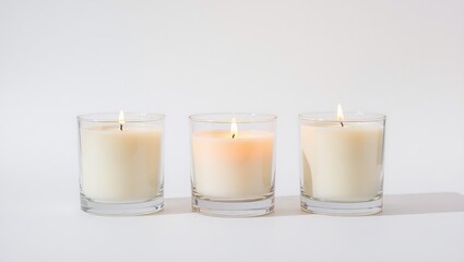 Elegant Clear Candles in Soft Lighting, Ideal for Display