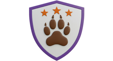 Isolated Paw Print Shield with Stars