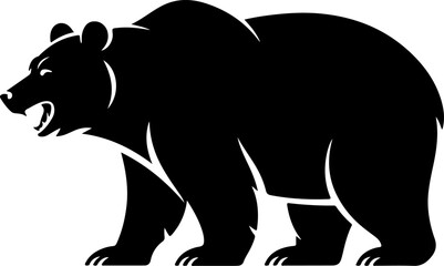 bear silhouette and line art Vector illustration