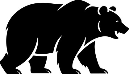 bear silhouette and line art Vector illustration