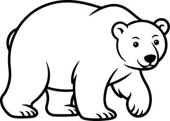 bear silhouette and line art Vector illustration