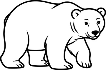 bear silhouette and line art Vector illustration