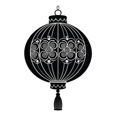 Elegant Black and White Chinese Lantern Illustration