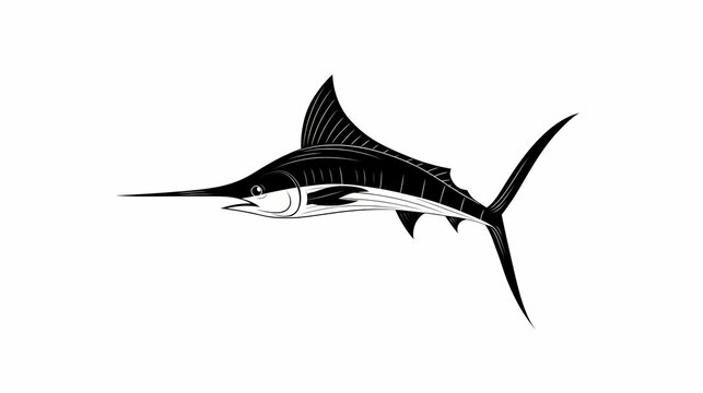 Swordfish Silhouette Logo Simple Minimalist Design Side View Marine Animal Icon Ocean Predator Symbol Sleek Fish Graphic Nautical Branding Element Swordfish Illustration
