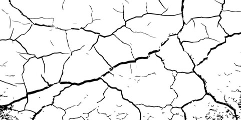 Dry cracked soil texture background. White background vector.The white background features irregular patterns resembling parched earth. Cracked white background with a dry, textured style. 