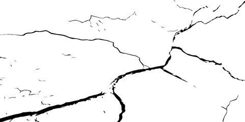 Dry cracked soil texture background. White background vector.The white background features irregular patterns resembling parched earth. Cracked white background with a dry, textured style. 