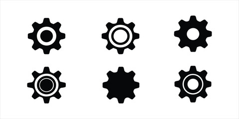 gear vector icon set hand drawn illustration on white background. silhouette vector set.