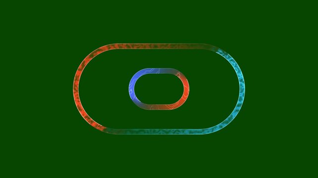 The glowing saber line light frame moves saber animation in circles at night on green background.