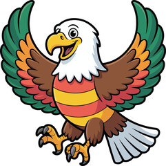 Colorful Cartoon Bald Eagle Vector Art