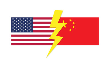 USA china trade war concept with two country map, Trade war between USA and china