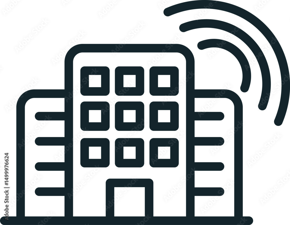 Poster smart building sending a signal for a connected city