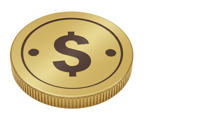 Isolated Golden Dollar Coin