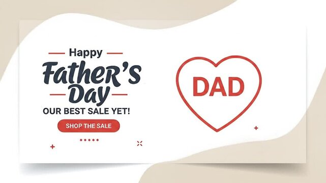Father's Day Sale Banner with Heart and Dad Design: A Festive Marketing Visual for Retail, Promotions, and Celebrating Parenthood with Love