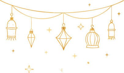 Elegant Golden Ornaments Hanging Garland Festive Decoration