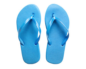  blue beach flip flops top view isolated on white background, PNG