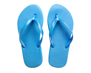  blue beach flip flops top view isolated on white background, PNG