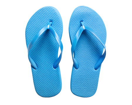  blue beach flip flops top view isolated on white background, PNG