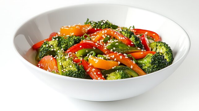 Stir-Fried Broccoli and Bell Peppers with Sesame Seeds