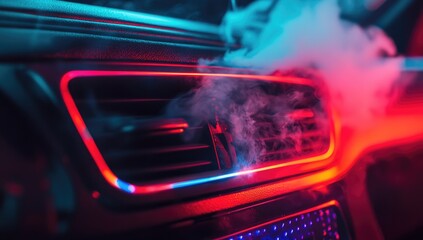 Interior car vents, smoky, neon lights