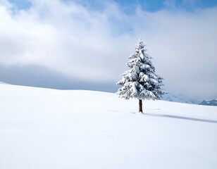 Obraz premium Lone SnowCovered Fir Tree.