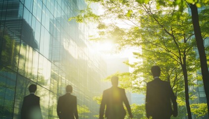 Cityscape businesspeople walking