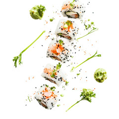 Portion of california sushi rolls [Transparent Background PNG] 