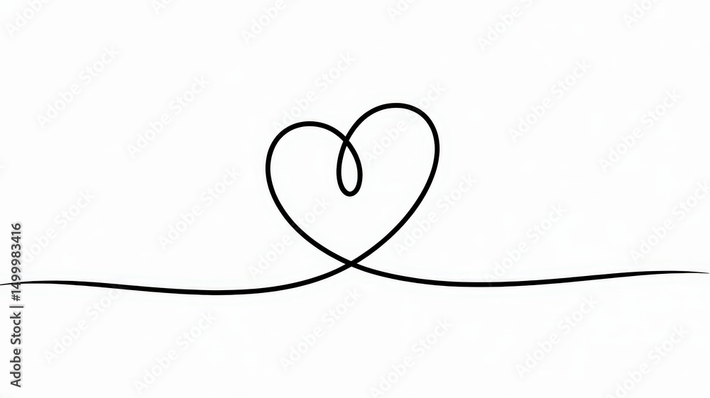 Aufkleber minimalist heart line art on white background simple continuous stroke drawing of heart shape for mo