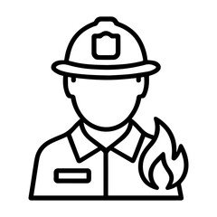 Firefighter man icon on white background vector
Vector line profession icon