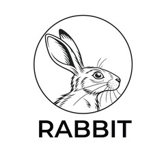 Elegant Line Art Rabbit Head in a Circle