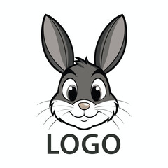 Cute Cartoon Rabbit Head Logo Design
