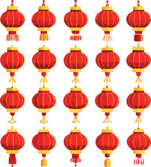 Twenty Four Red and Gold Chinese Lanterns Festive Decorations
