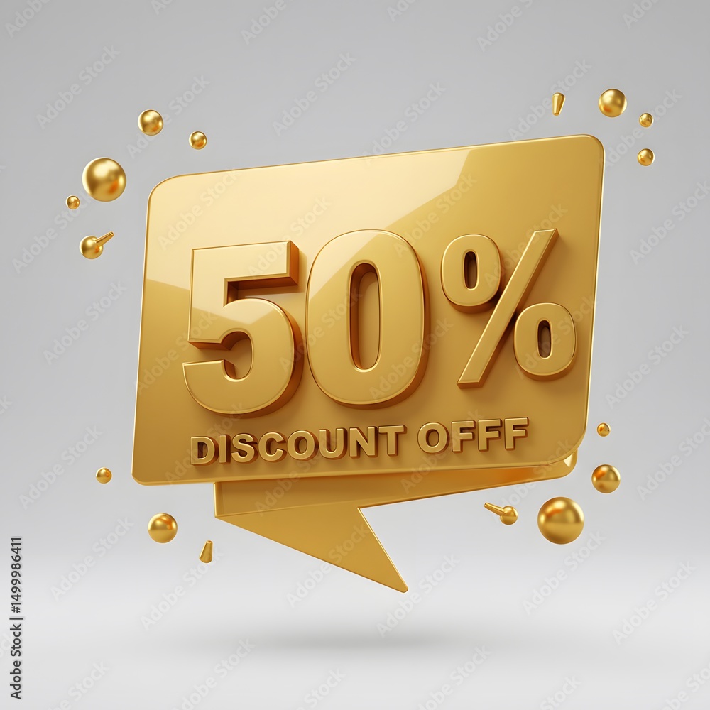 Aufkleber 3d a golden, three-dimensional speech bubble with the number \