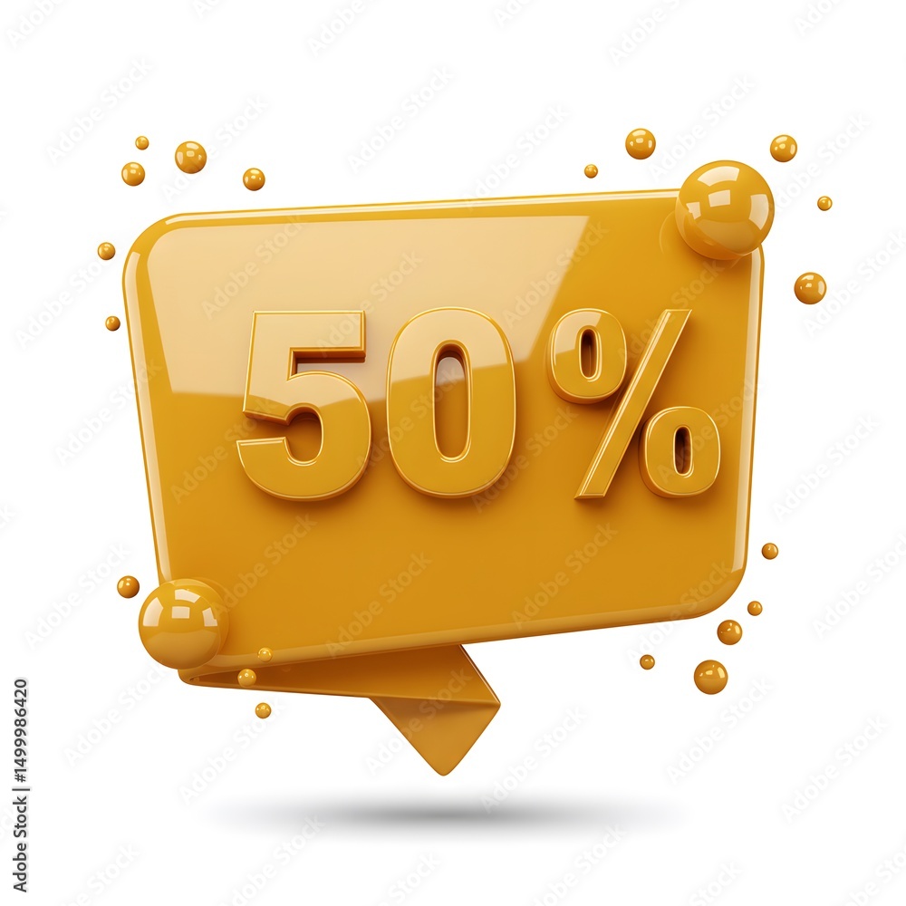 Aufkleber 3d a golden, three-dimensional speech bubble with the number \