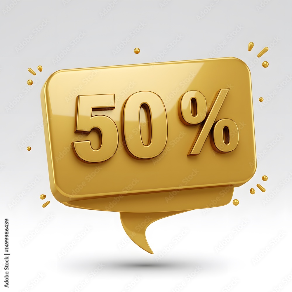 Aufkleber 3d a golden, three-dimensional speech bubble with the number \
