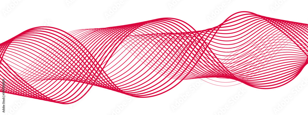 Poster abstract flowing wave pattern spaced green lines forming wave and motion on white background. lines 