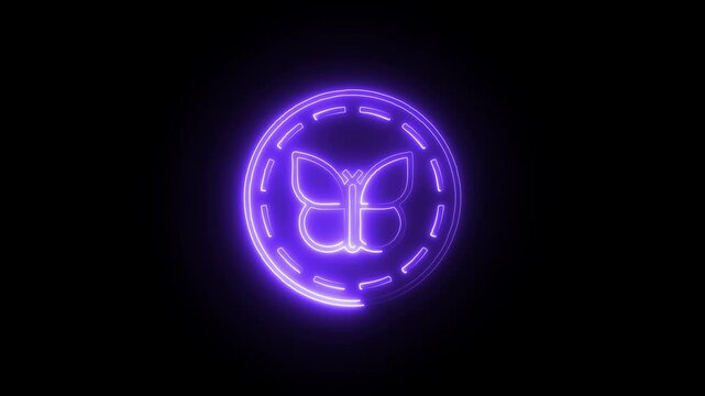 a glowing neon butterfly icon animation video on black background butterfly, icon, neon, , abstract, element, design