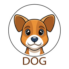 Fototapeta premium Cute Cartoon Dog Face in a Circle