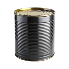 blank black metal tin can isolated on white background, PNG