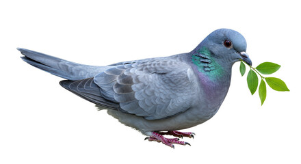 Isolated Pigeon with Leaf
