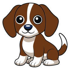 Adorable Cartoon Beagle Puppy Sitting Illustration