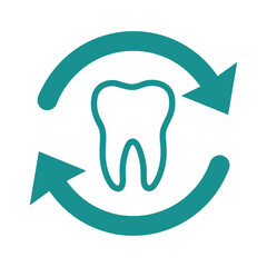 Dental care renewal cycle icon teal arrows tooth healthcare