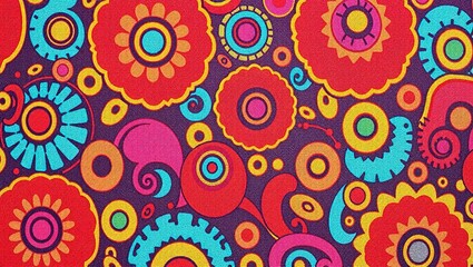 Fototapeta premium Psychedelic 60s Textile Print - E-commerce Product Shot - Copy Space