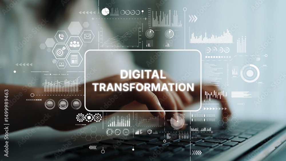 Poster digital transformation: embracing change through technology and innovation for business growth and e