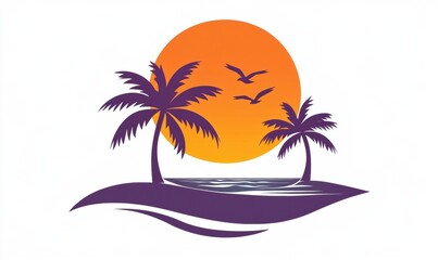 tropical island with palms
