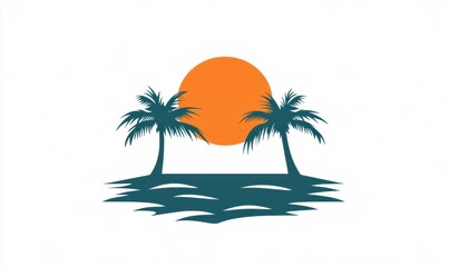 tropical island with palms