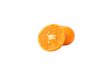 PNG, orange halves isolated on transparent background, front view