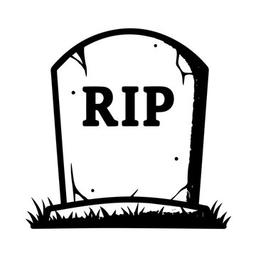Halloween tombstone illustration with rip inscription. Simple halloween gravestone design, perfect for spooky themed projects.  This halloween image is ideal for creating halloween invitations or part