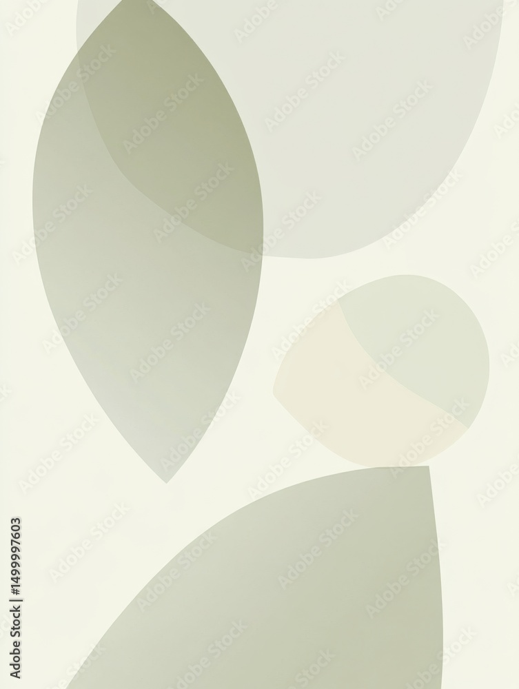 Poster two large light green shapes at the top with three smaller overlapping gray triangles