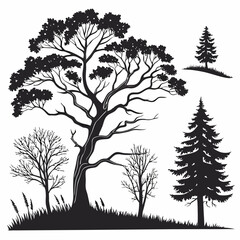 Fototapeta premium set of vector trees